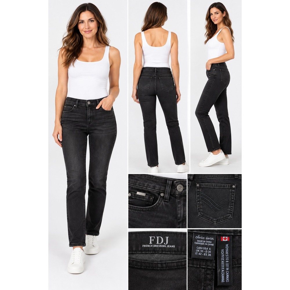FDJ French Dressing Jeans Olivia Slim Leg Black Stretch Jeans Women's Size 6